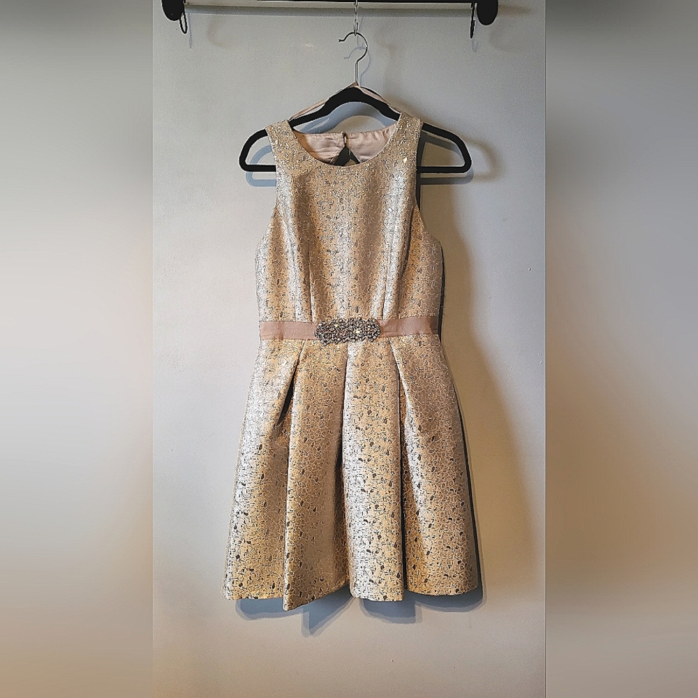 Eliza J size 8 Nude & metallic Dress